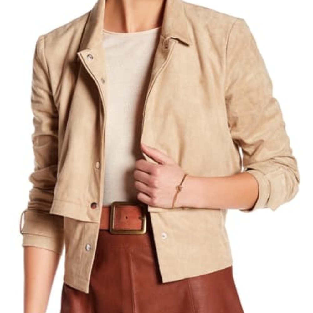 Love Token Faux Suede Shirt Jacket